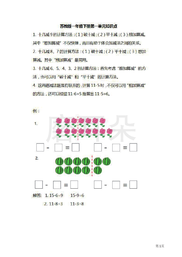 一年级下册数学苏教版知识要点汇总_0001.png