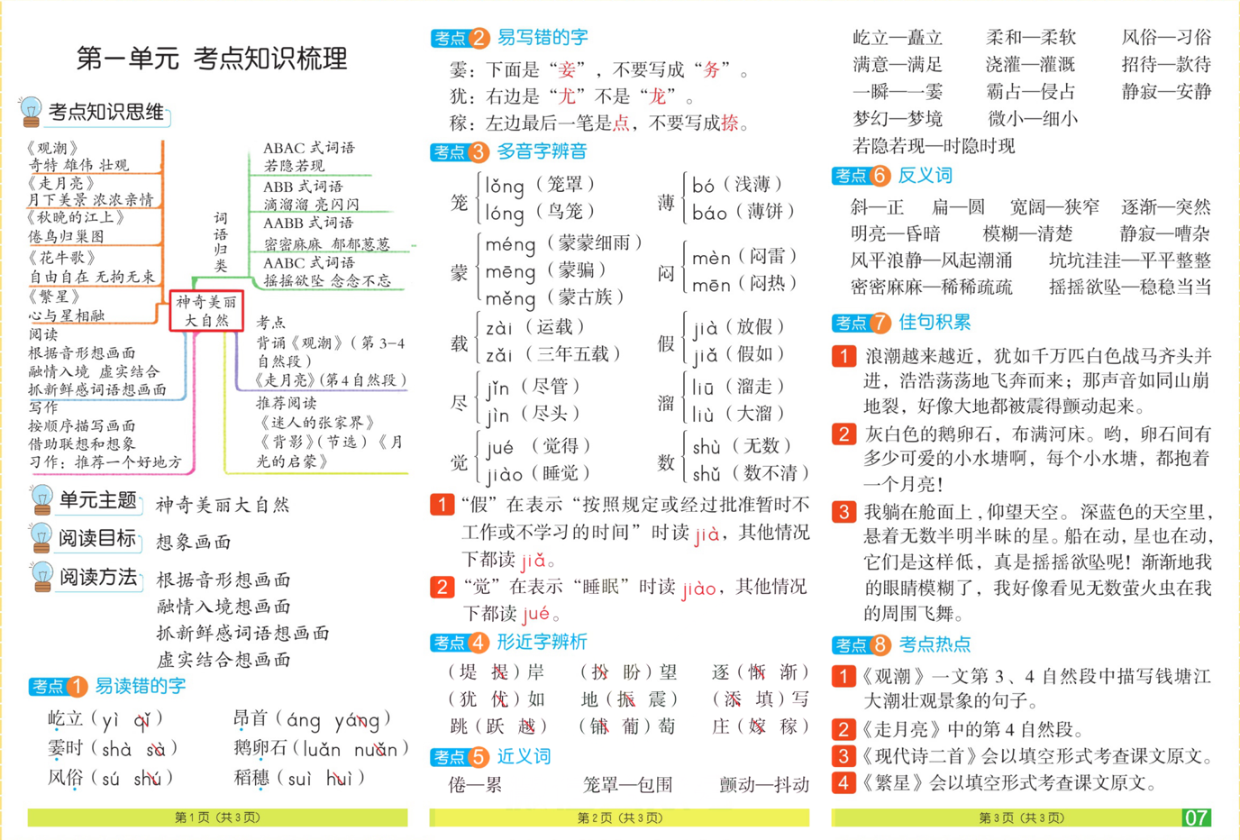 「部编版」四年级上册语文部编版知识点梳理