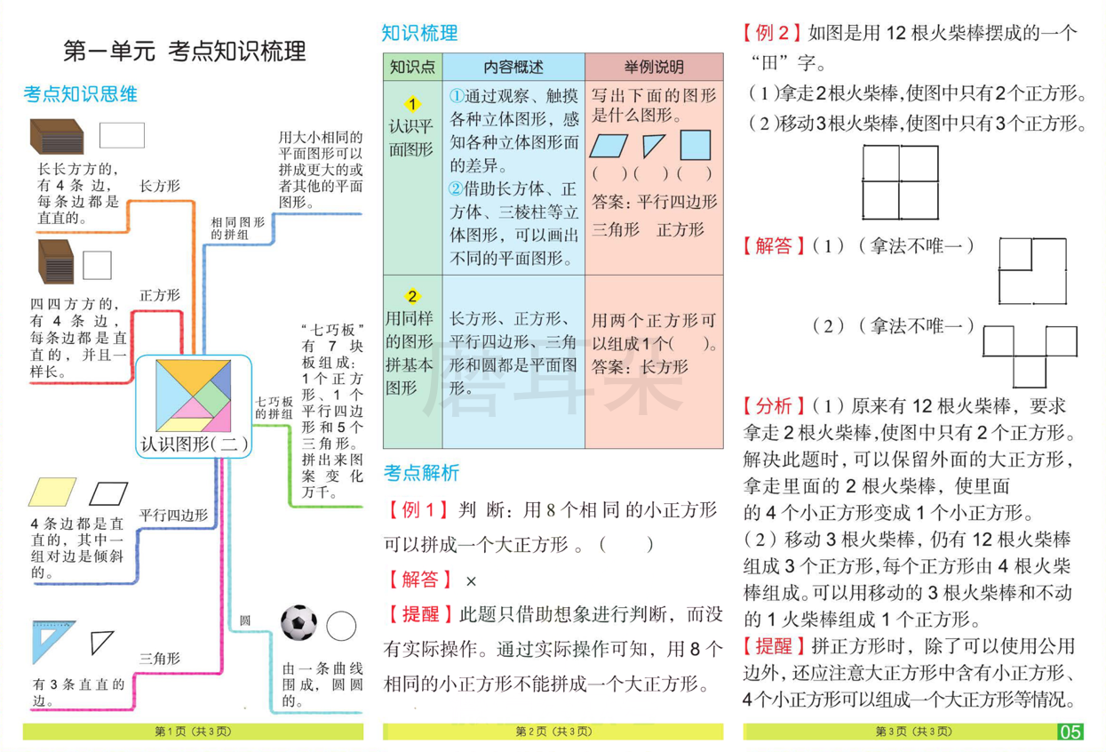 彩色版一年级下册数学人教版知识点梳理- 磨耳朵